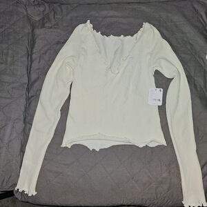 NWT Free People Easy to Love Seamless Long Sleeve - Ivory - Size XS/S
